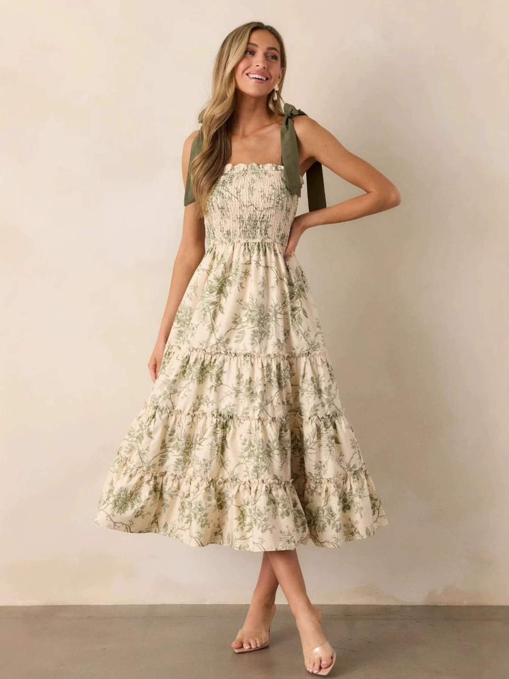 Zara Spring Summer Printed Spaghetti Strap A-Line Swing Dress